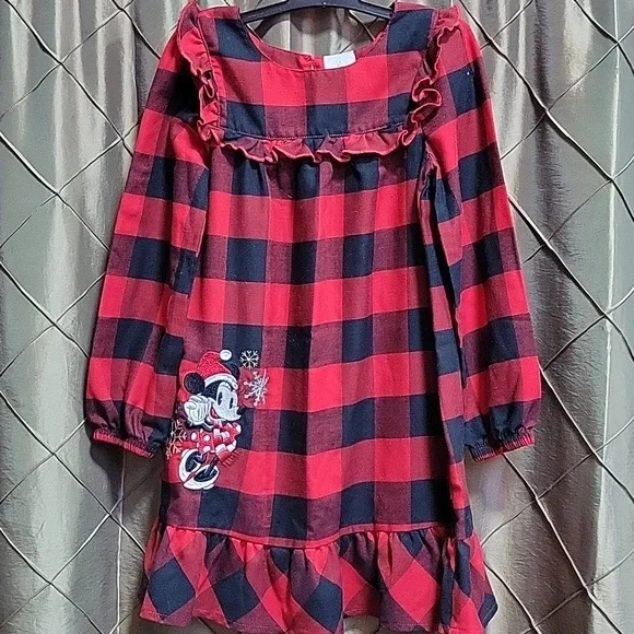 VGUC- Disney Buffalo Plaid Minnie Mouse Flame Resistant Nightgown - Picture 2 of 7